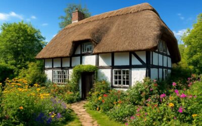 Cozy Escape reveals a house with thatch roof and timeless charm.