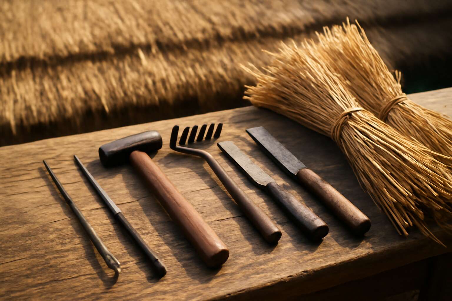 Master the craft with roof thatching tools and timeless roofing secrets ...